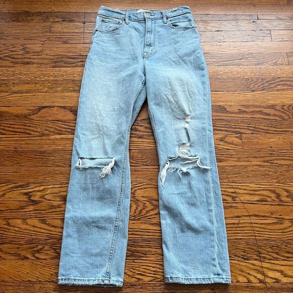 Abercrombie & Fitch The Ankle Straight Ultra High Rise Ripped Jeans Women's 27 4 - Picture 1 of 10